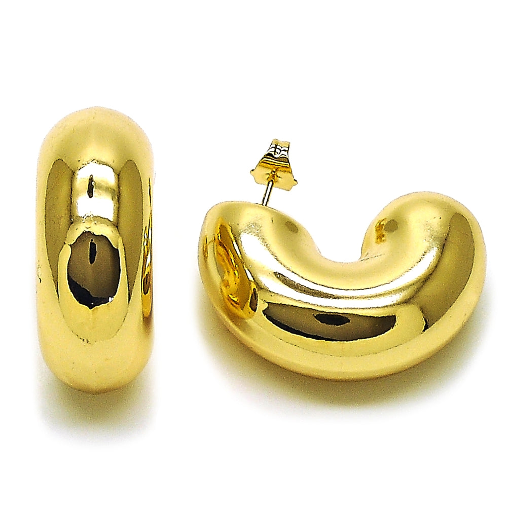 Oro Laminado Stud Earring, Gold Filled Style Hollow Design, Polished, Golden Finish