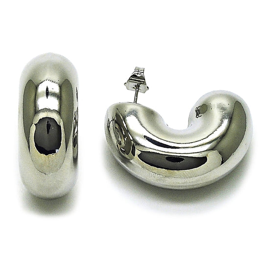 Rhodium Gold Filled Stud Earring, Hollow Design, Polished, Rhodium Finish