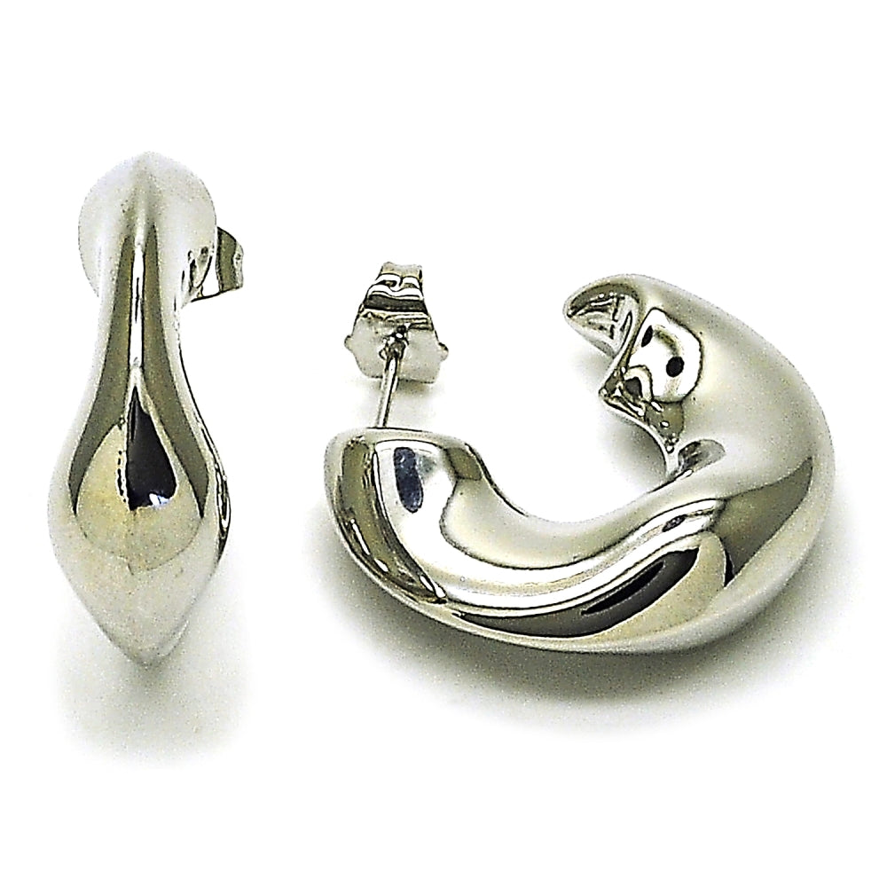 Rhodium Gold Filled Medium Hoop, Hollow Design, Polished, Rhodium Finish