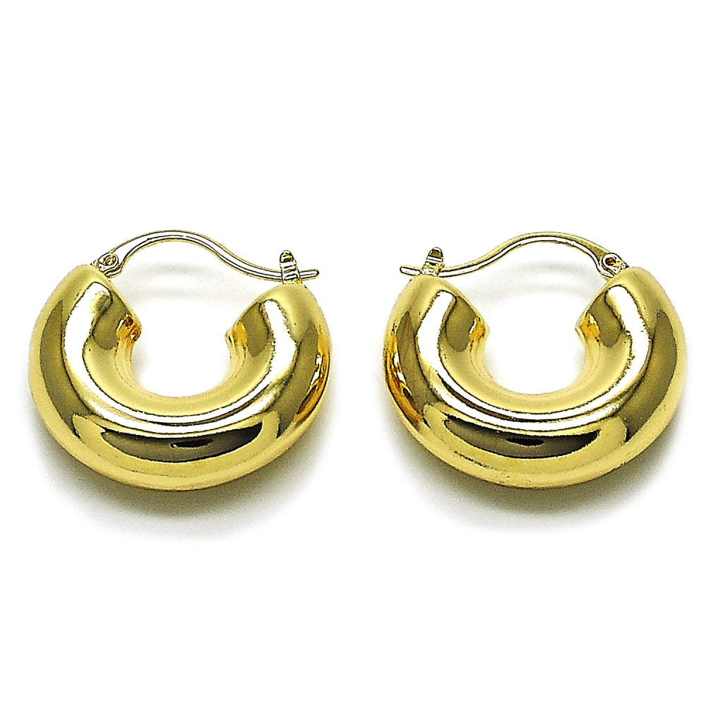 Oro Laminado Medium Hoop, Gold Filled Style Hollow Design, Polished, Golden Finish