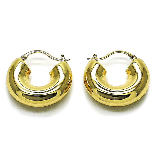 Oro Laminado Medium Hoop, Gold Filled Style Hollow Design, Polished, Golden Finish