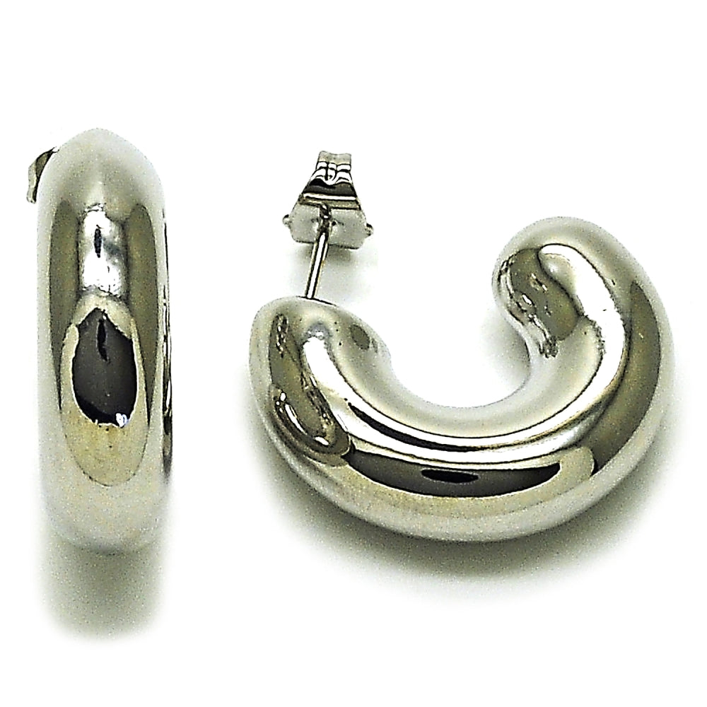 Rhodium Gold Filled Medium Hoop, Polished, Rhodium Finish