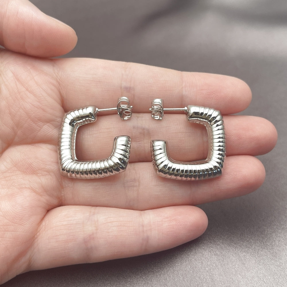 White Gold Filled Small Hoop, Hollow Design, Polished, Rhodium Finish