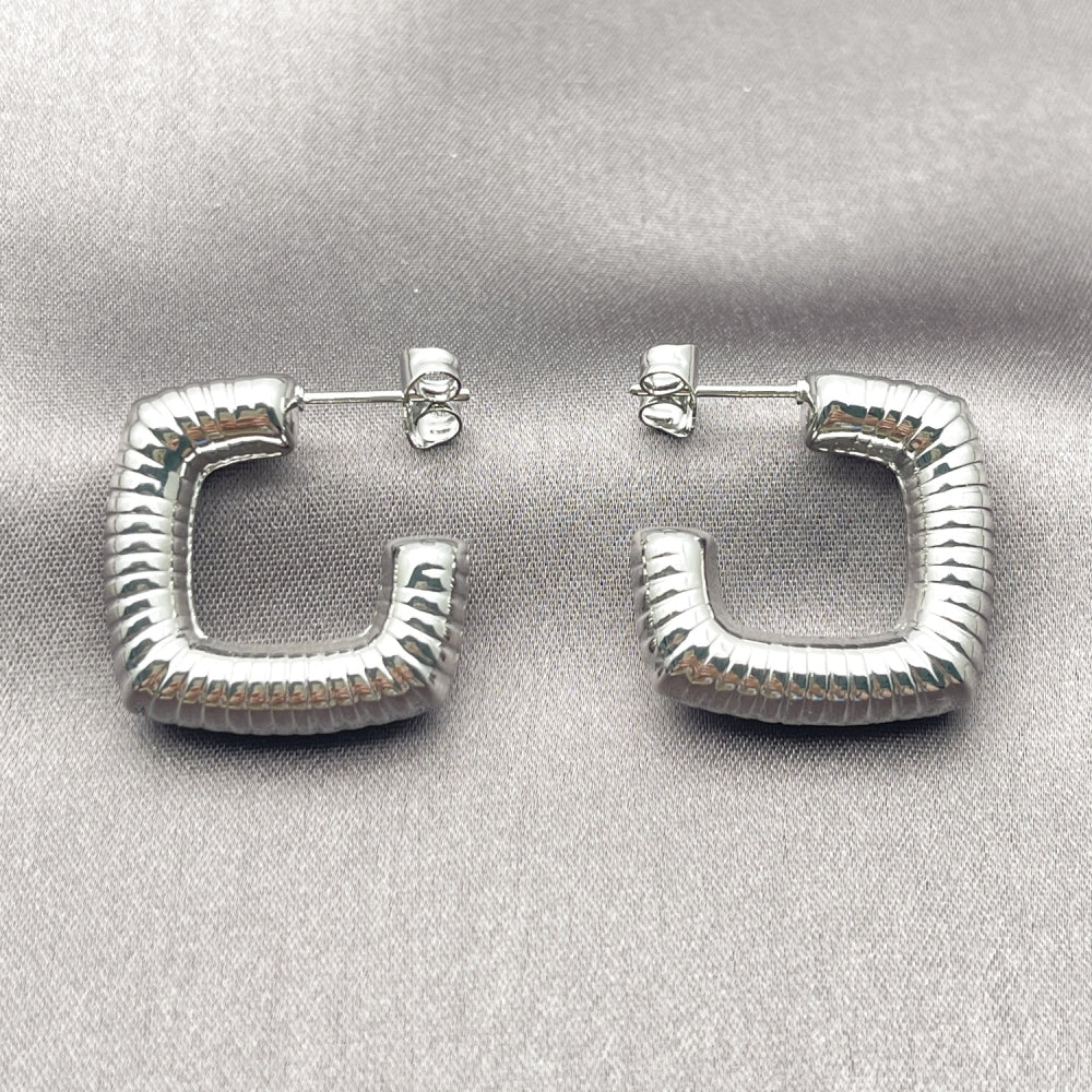 White Gold Filled Small Hoop, Hollow Design, Polished, Rhodium Finish