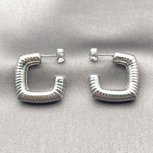 White Gold Filled Small Hoop, Hollow Design, Polished, Rhodium Finish