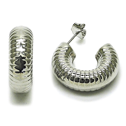 Rhodium Gold Filled Stud Earring, Hollow Design, Diamond Cutting Finish, Rhodium Finish