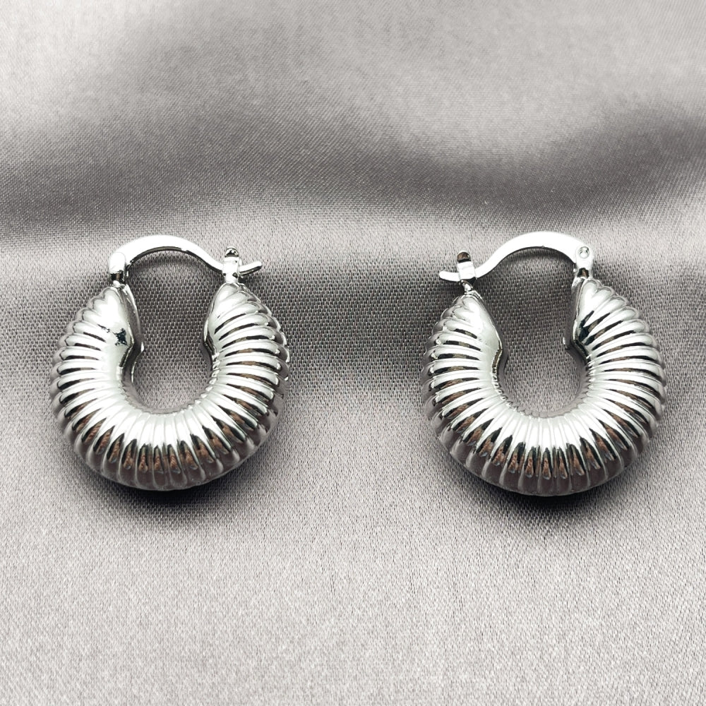 White Gold Filled Small Hoop, Hollow Design, Polished, Rhodium Finish
