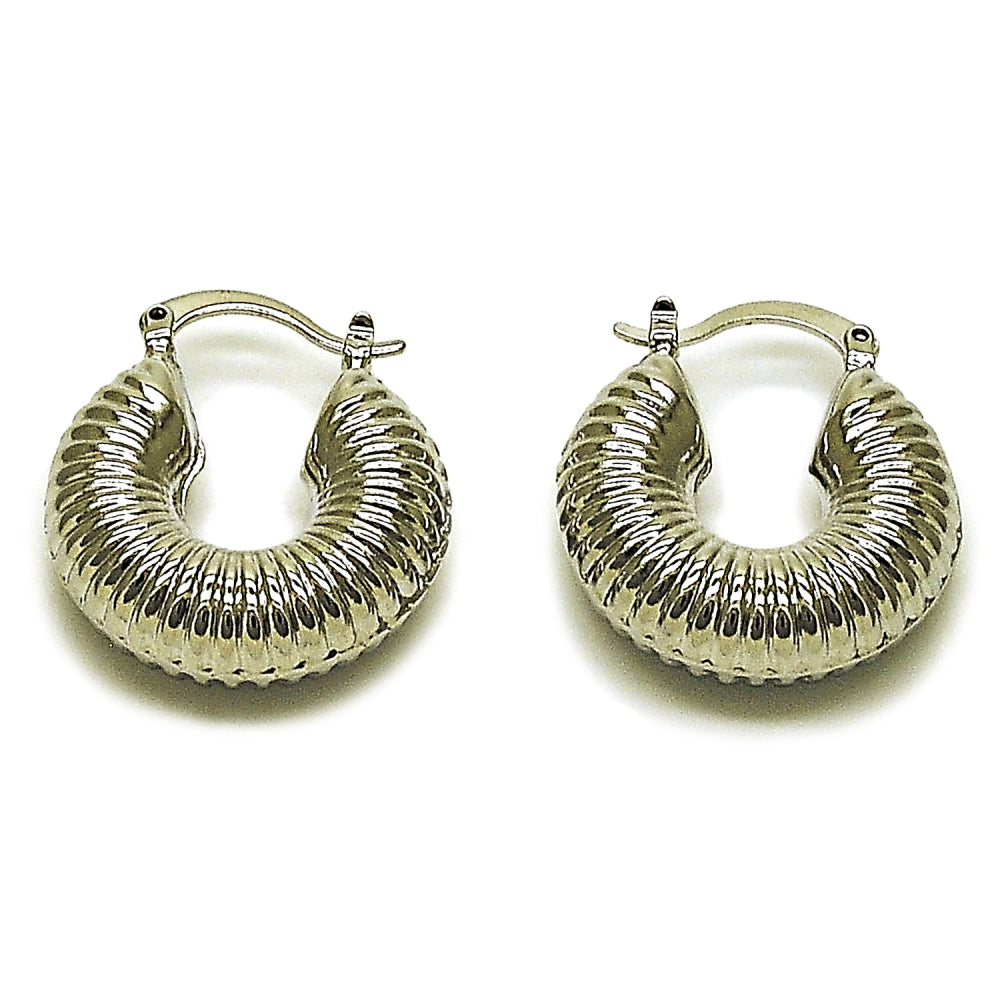 Rhodium Gold Filled Small Hoop, Hollow Design, Polished, Rhodium Finish