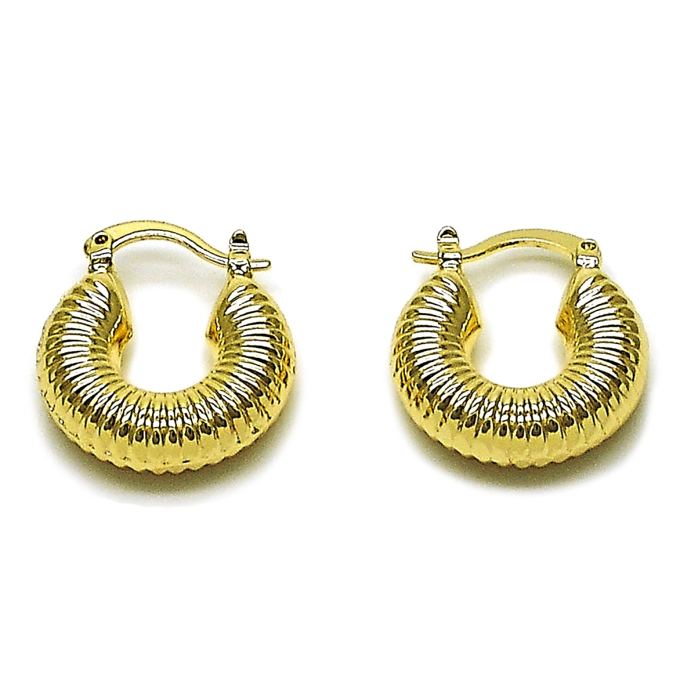 Oro Laminado Small Hoop, Gold Filled Style Hollow Design, Polished, Golden Finish