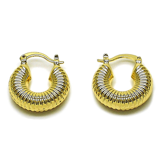 Oro Laminado Small Hoop, Gold Filled Style Hollow Design, Polished, Golden Finish