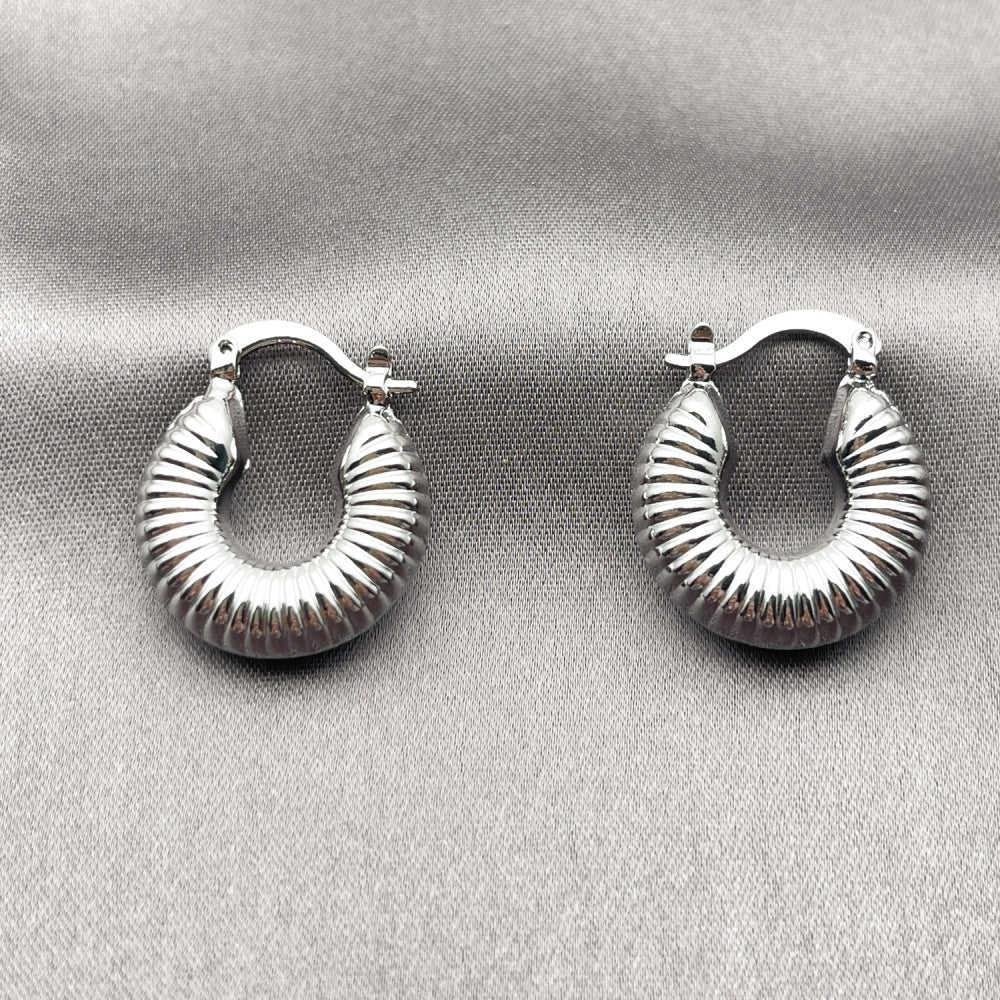 White Gold Filled Small Hoop, Hollow Design, Polished, Rhodium Finish