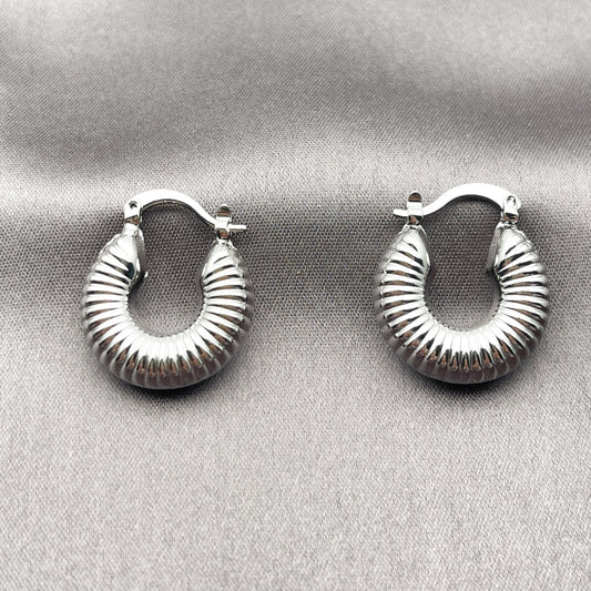White Gold Filled Small Hoop, Hollow Design, Polished, Rhodium Finish