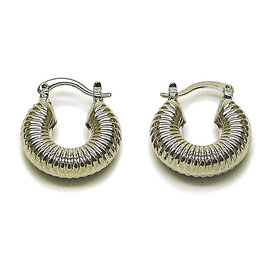 Rhodium Gold Filled Small Hoop, Hollow Design, Polished, Rhodium Finish