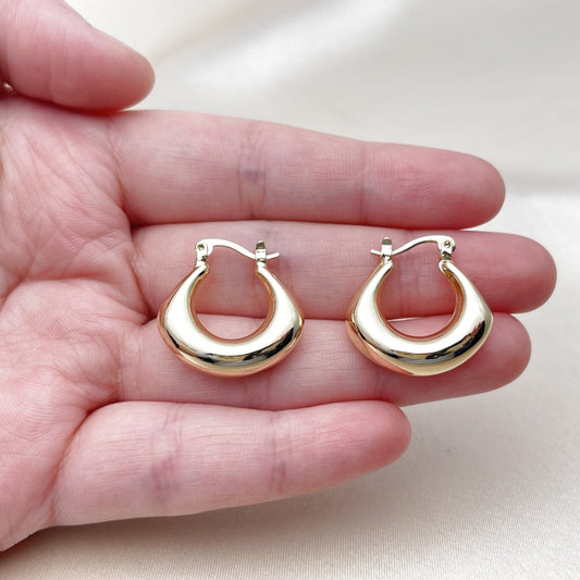 Oro Laminado Small Hoop, Gold Filled Style Hollow Design, Polished, Golden Finish