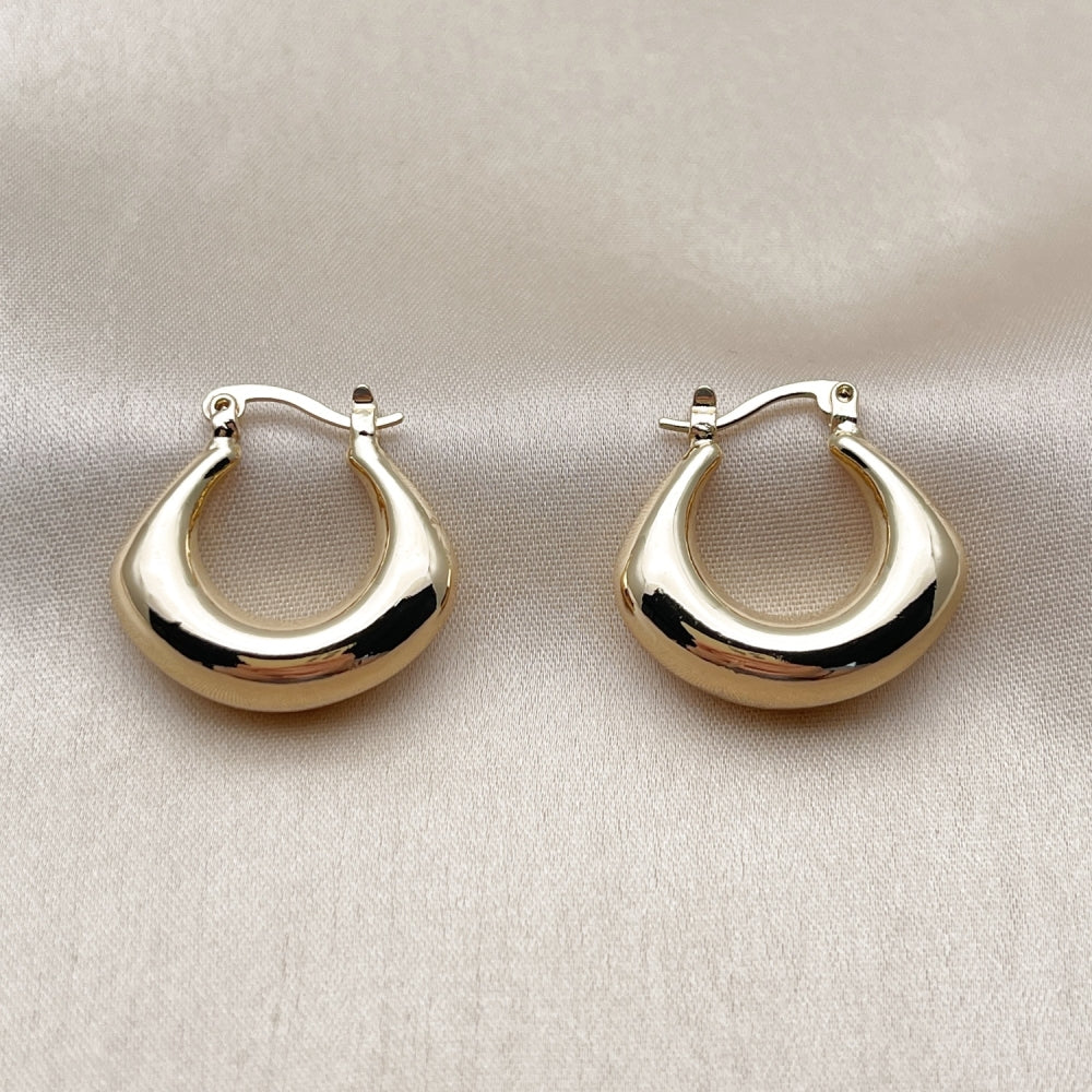 Oro Laminado Small Hoop, Gold Filled Style Hollow Design, Polished, Golden Finish
