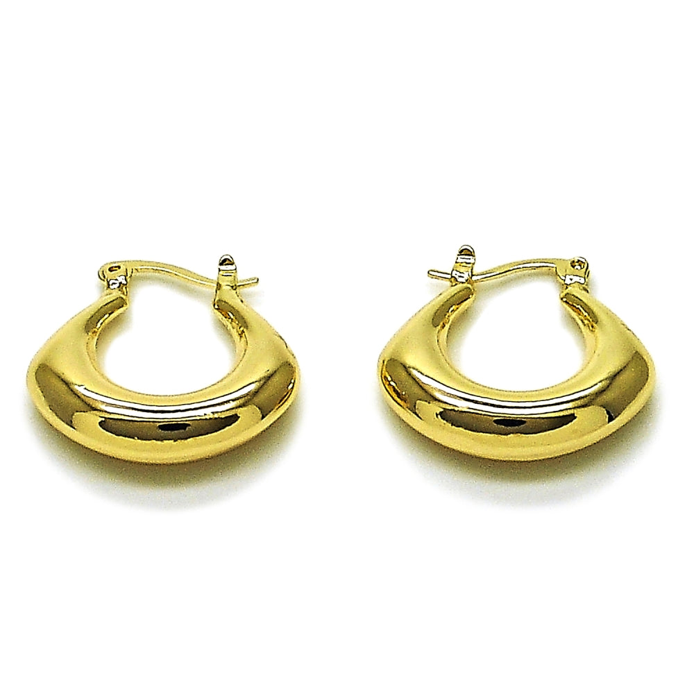 Oro Laminado Small Hoop, Gold Filled Style Hollow Design, Polished, Golden Finish