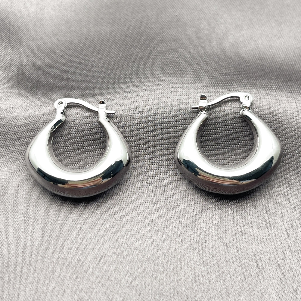 White Gold Filled Small Hoop, Hollow Design, Polished, Rhodium Finish