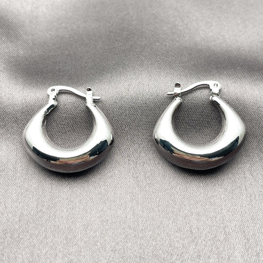 White Gold Filled Small Hoop, Hollow Design, Polished, Rhodium Finish