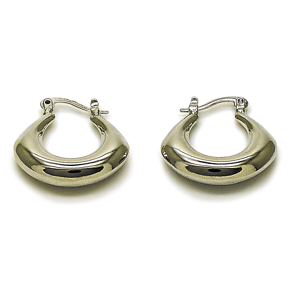 Rhodium Gold Filled Small Hoop, Hollow Design, Polished, Rhodium Finish