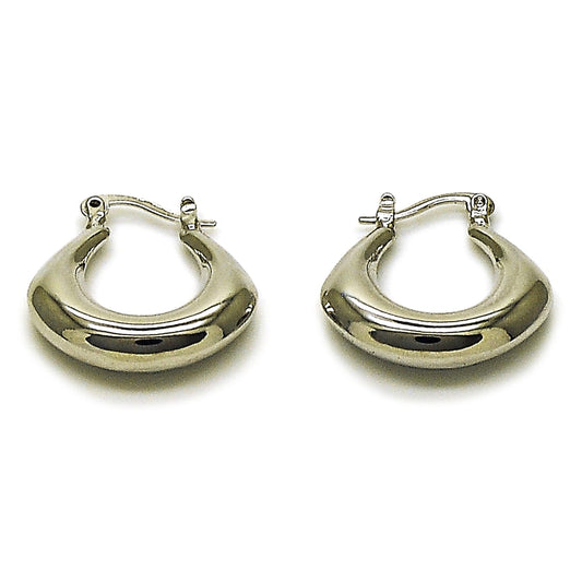 Rhodium Gold Filled Small Hoop, Hollow Design, Polished, Rhodium Finish