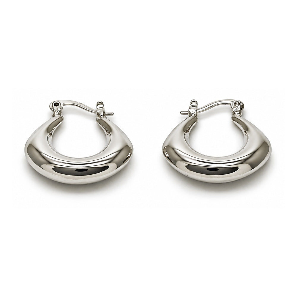 White Gold Filled Small Hoop, Hollow Design, Polished, Rhodium Finish