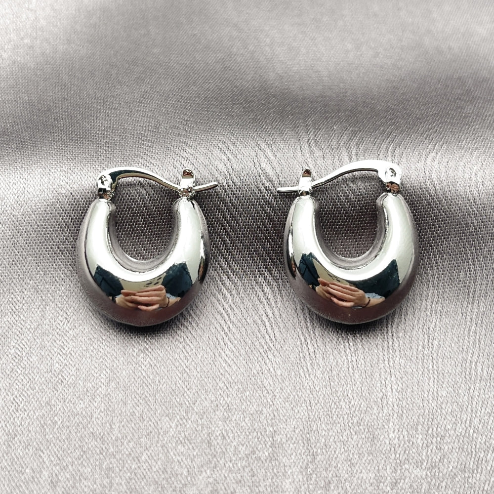 White Gold Filled Small Hoop, Hollow Design, Polished, Rhodium Finish