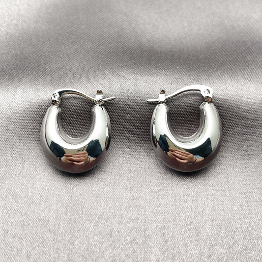 White Gold Filled Small Hoop, Hollow Design, Polished, Rhodium Finish