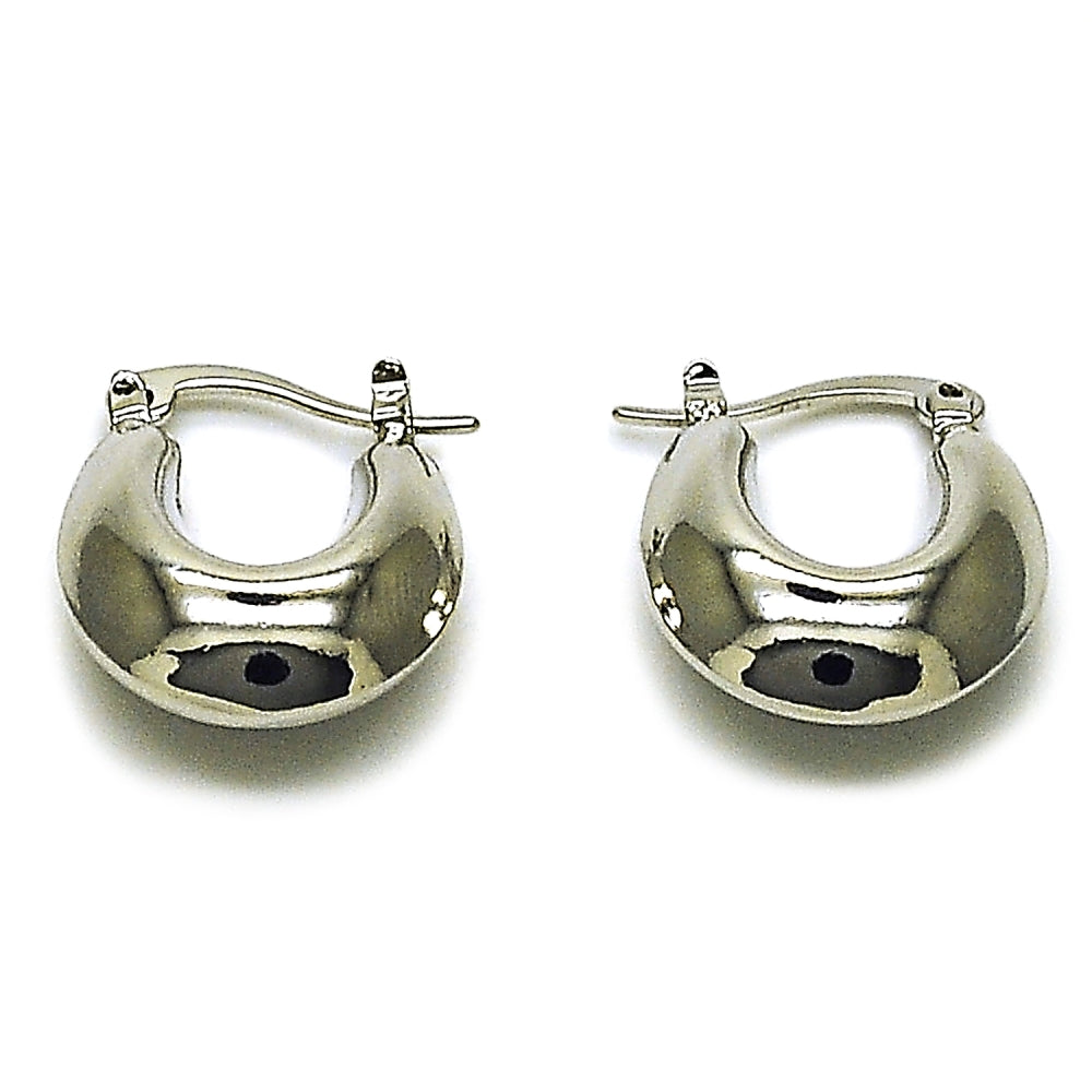 Rhodium Gold Filled Small Hoop, Hollow Design, Polished, Rhodium Finish