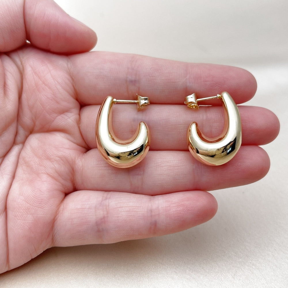 Oro Laminado Small Hoop, Gold Filled Style Hollow Design, Polished, Golden Finish
