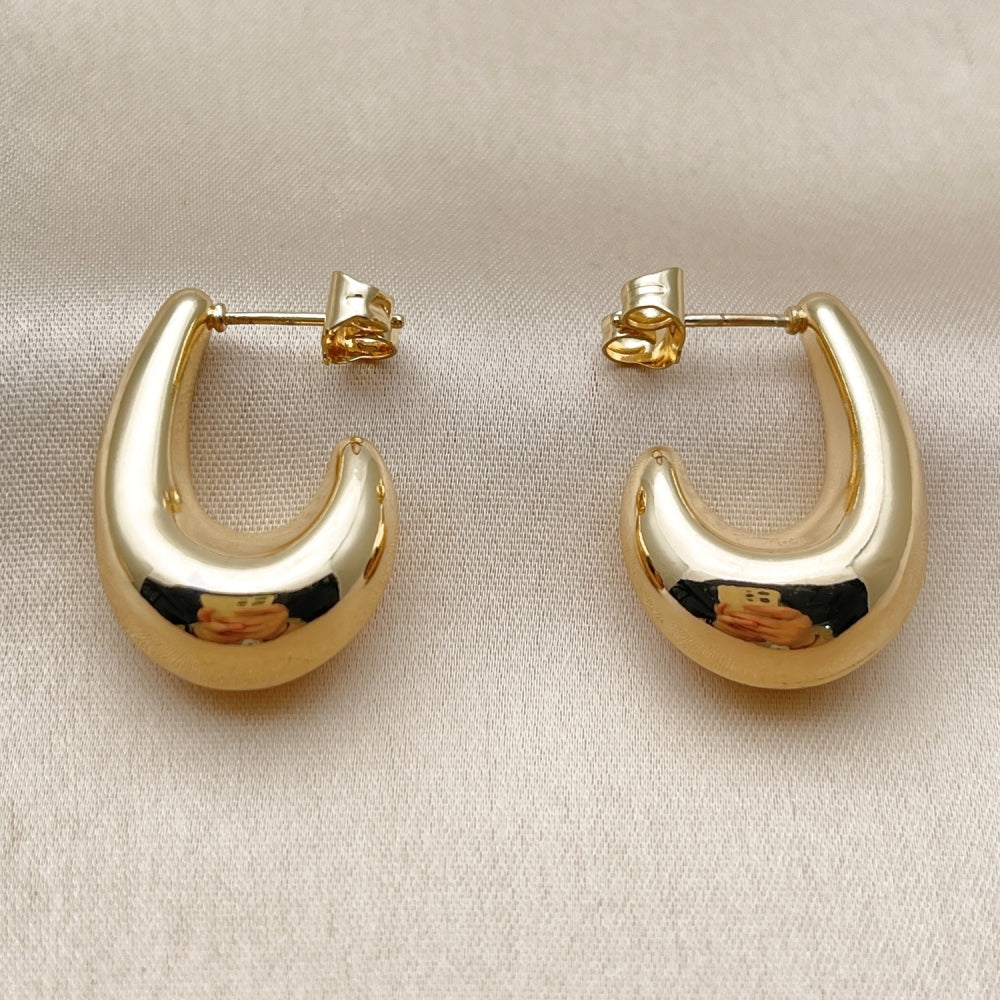 Oro Laminado Small Hoop, Gold Filled Style Hollow Design, Polished, Golden Finish