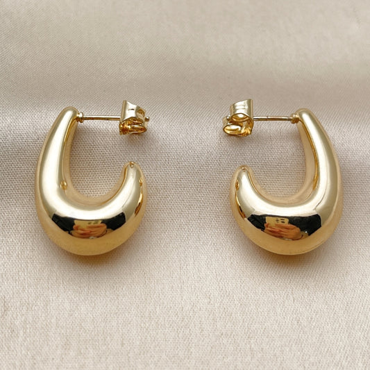 Oro Laminado Small Hoop, Gold Filled Style Hollow Design, Polished, Golden Finish