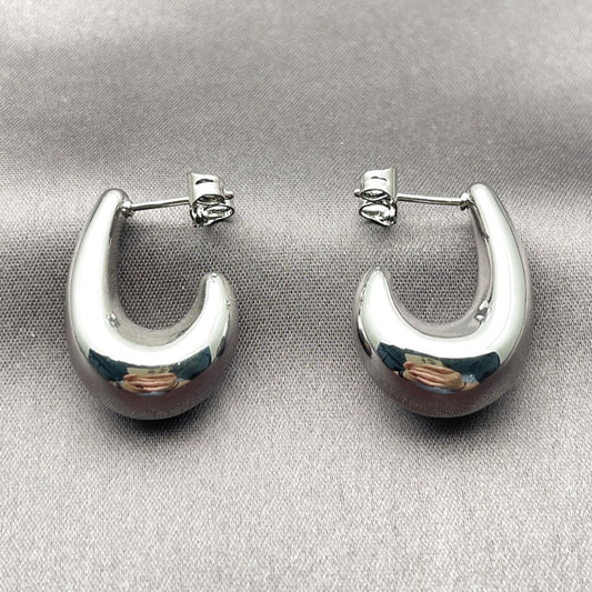 White Gold Filled Small Hoop, Hollow Design, Polished, Rhodium Finish