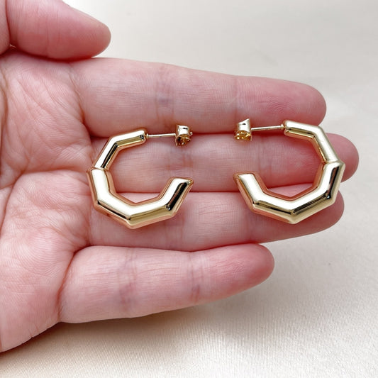 Oro Laminado Small Hoop, Gold Filled Style Hollow Design, Polished, Golden Finish