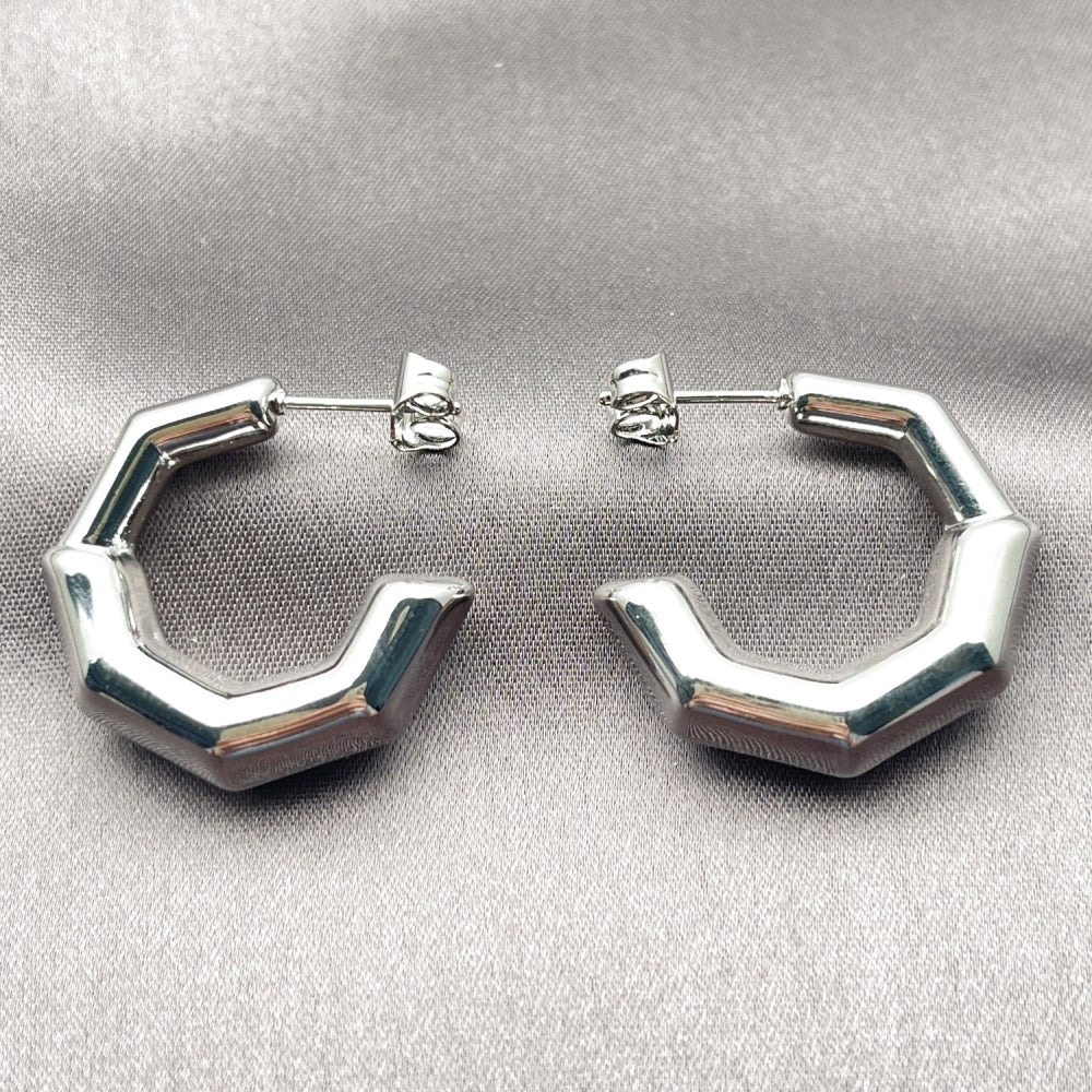 White Gold Filled Small Hoop, Hollow Design, Polished, Rhodium Finish
