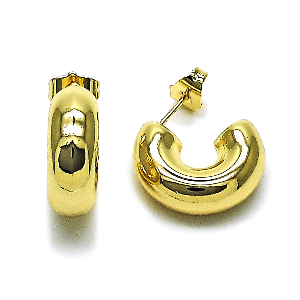 Oro Laminado Stud Earring, Gold Filled Style Hollow Design, Polished, Golden Finish