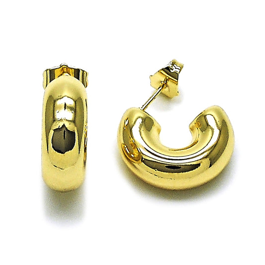 Oro Laminado Stud Earring, Gold Filled Style Hollow Design, Polished, Golden Finish