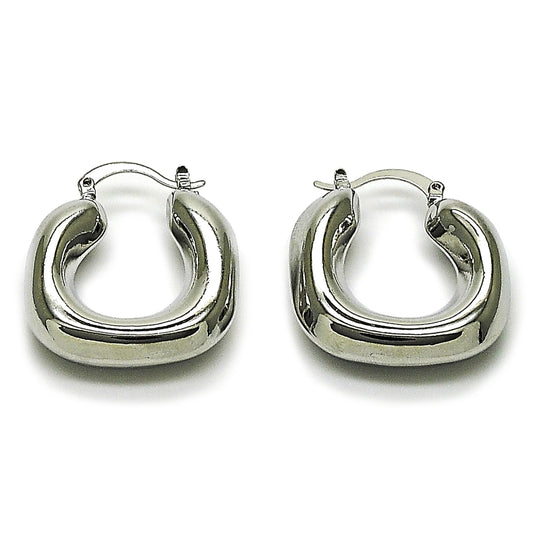 Rhodium Gold Filled Medium Hoop, Hollow Design, Polished, Rhodium Finish