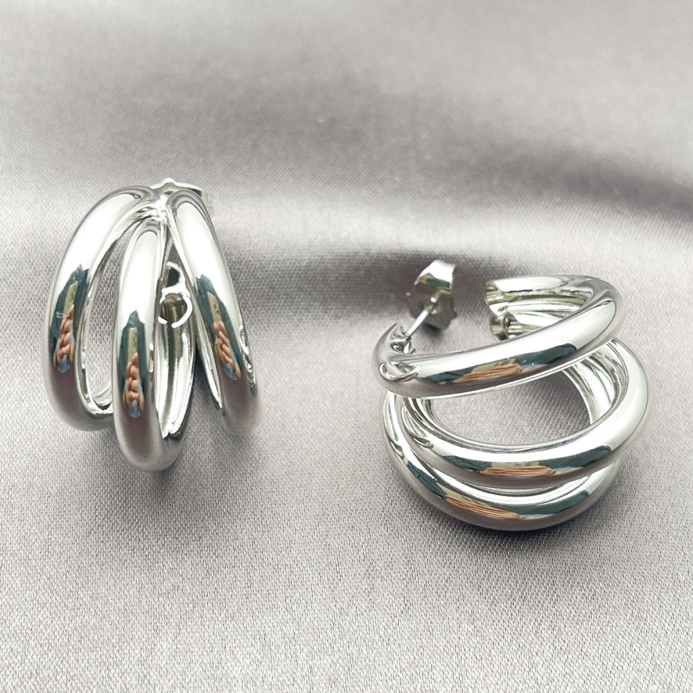 White Gold Filled Small Hoop, Hollow Design, Polished, Rhodium Finish