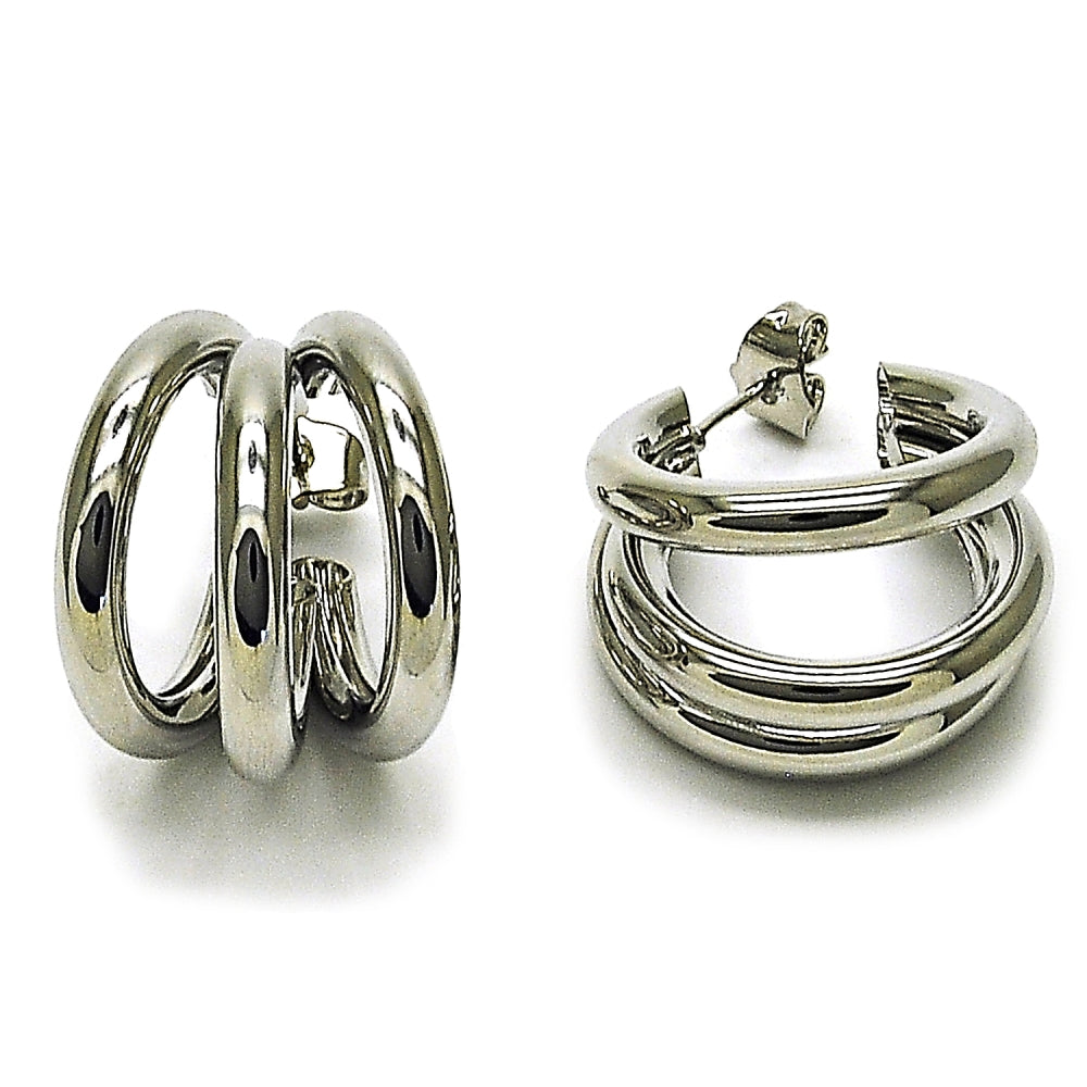 Rhodium Gold Filled Small Hoop, Hollow Design, Polished, Rhodium Finish