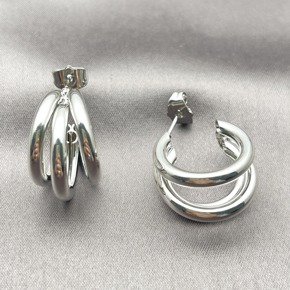 White Gold Filled Small Hoop, Hollow Design, Polished, Rhodium Finish