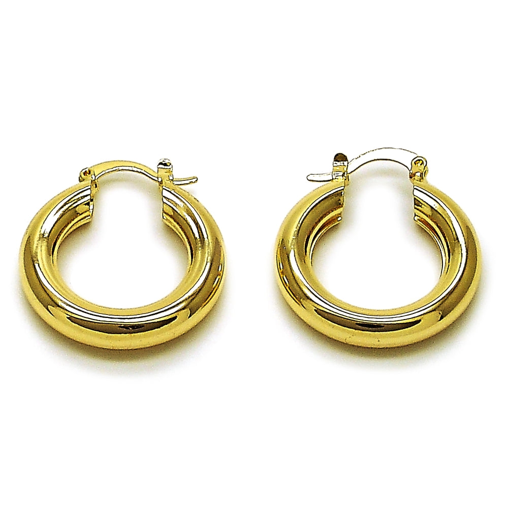 Oro Laminado Small Hoop, Gold Filled Style Hollow Design, Polished, Golden Finish