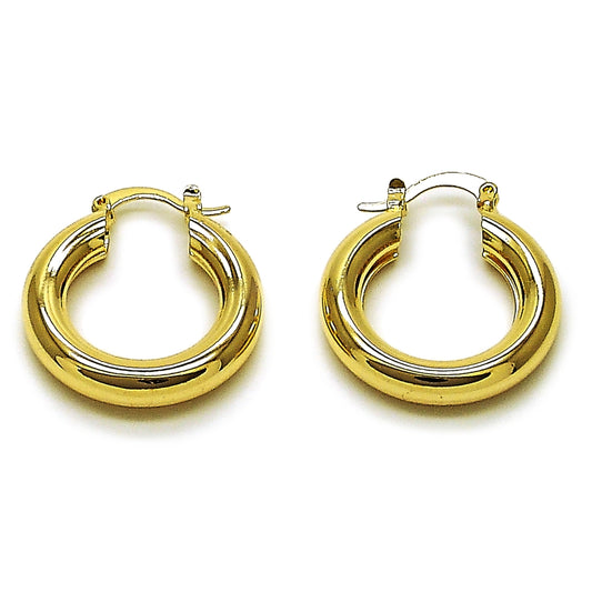 Oro Laminado Small Hoop, Gold Filled Style Hollow Design, Polished, Golden Finish