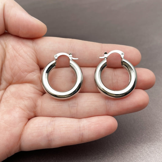 White Gold Filled Small Hoop, Polished, Rhodium Finish