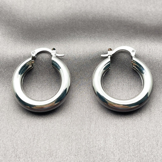 White Gold Filled Small Hoop, Polished, Rhodium Finish