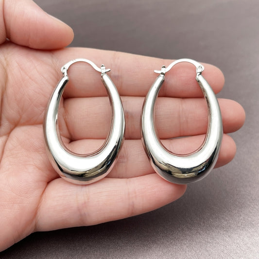 Rhodium Gold Filled Small Hoop, Hollow Design, Polished, Rhodium Finish