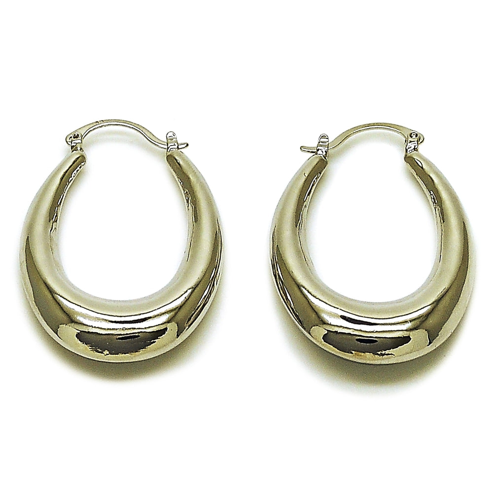 Rhodium Gold Filled Small Hoop, Hollow Design, Polished, Rhodium Finish