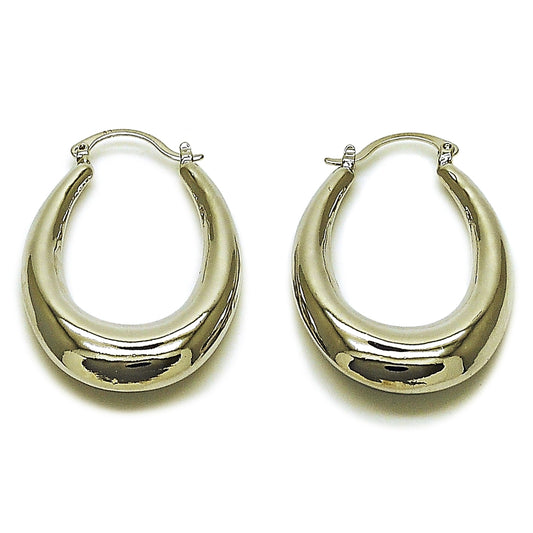 Rhodium Gold Filled Small Hoop, Hollow Design, Polished, Rhodium Finish