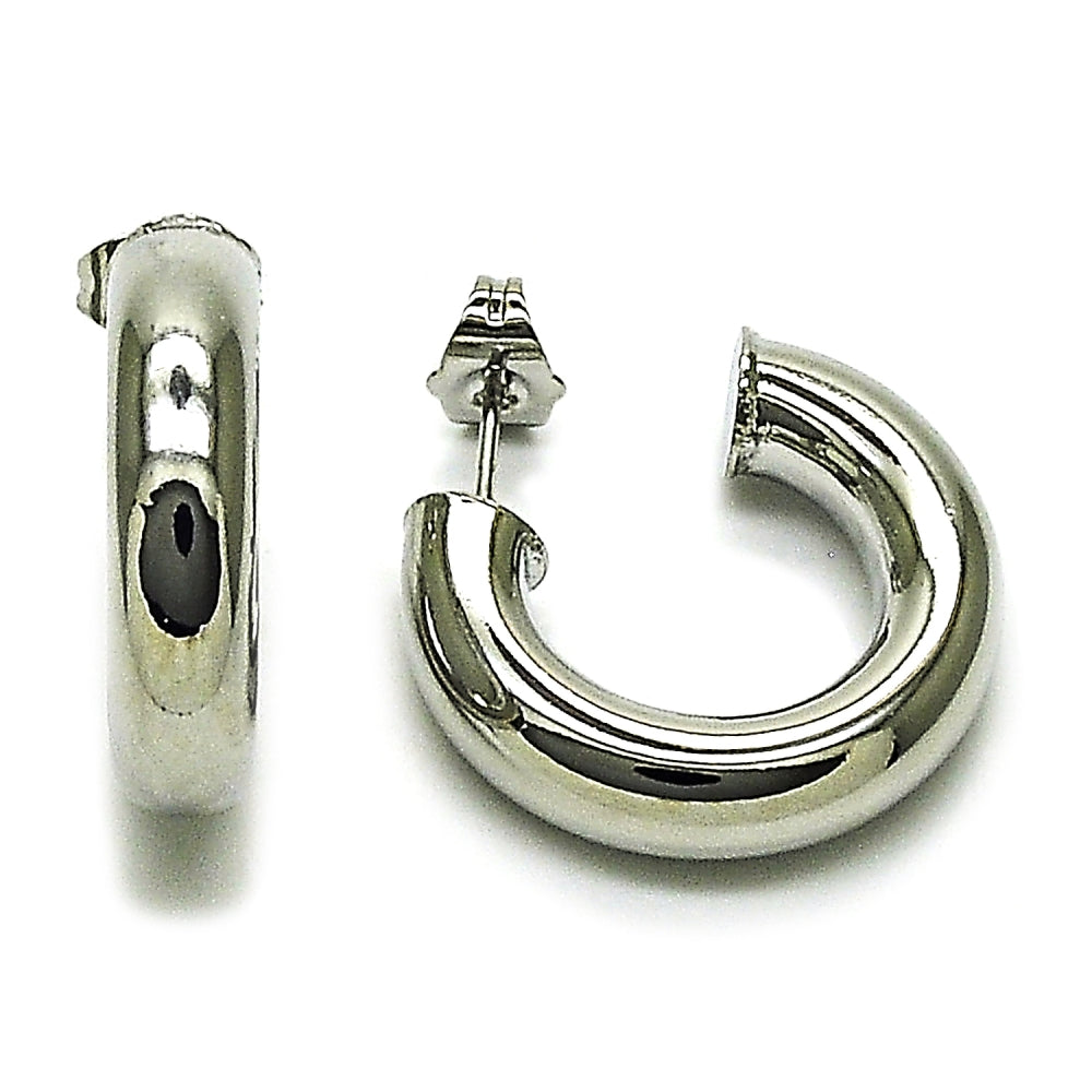Rhodium Gold Filled Small Hoop, Hollow Design, Polished, Rhodium Finish