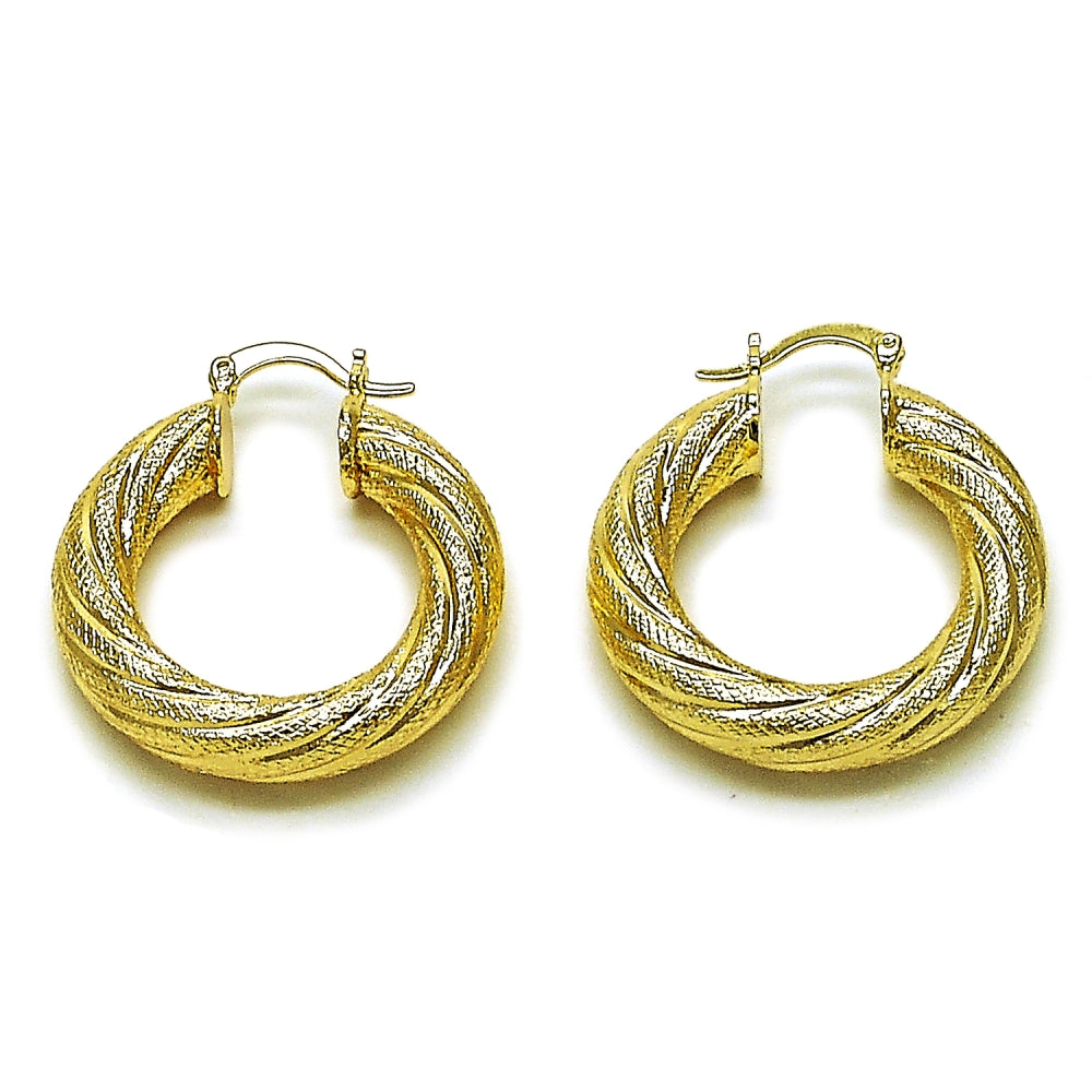 Oro Laminado Medium Hoop, Gold Filled Style Hollow Design, Matte Finish, Golden Finish