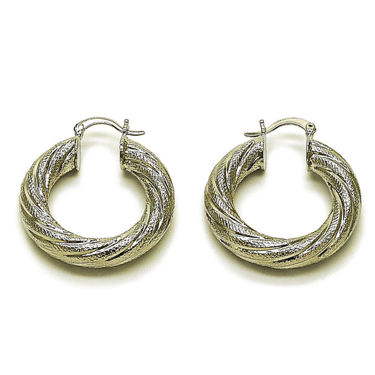 Rhodium Gold Filled Medium Hoop, Hollow Design, Matte Finish, Rhodium Finish